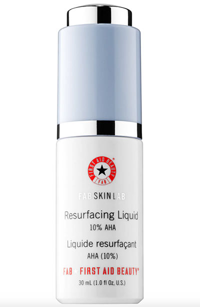 Best AHA/ Glycolic Acid Creams, Serums, Face Wash, Products: First Aid Beauty FAB Skin Lab Resurfacing Liquid 10% AHA