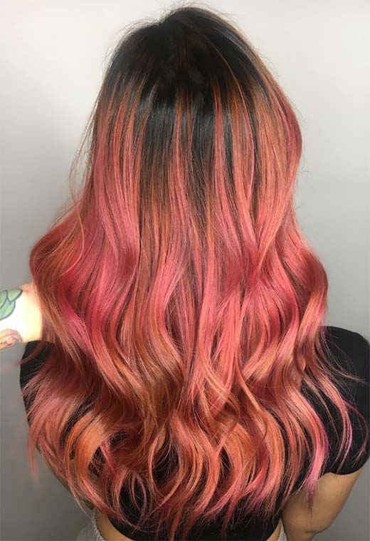 Summer Hair Colors Ideas & Trends: Coral Rose Hair Color