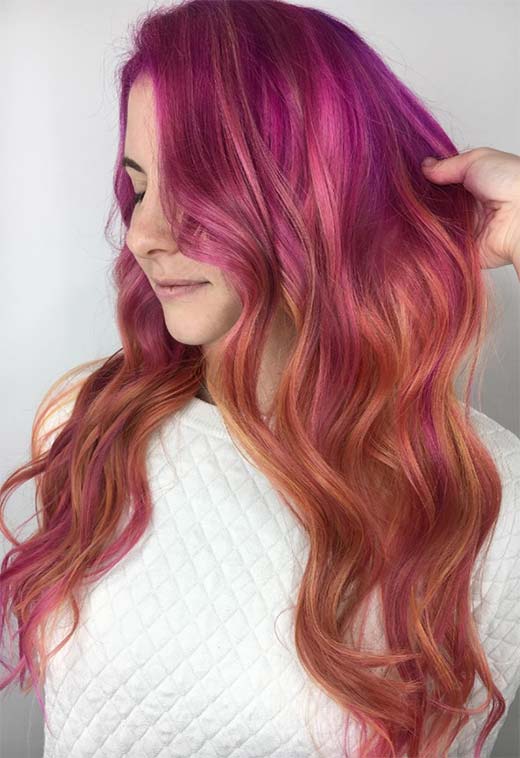 Summer Hair Colors Ideas & Trends: Purple Coral Hair Color