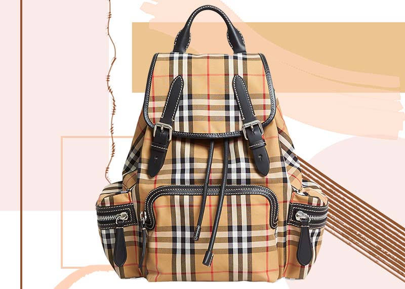Best Designer Backpacks for Women: Burberry The Small Rucksack in Vintage Check and Leather