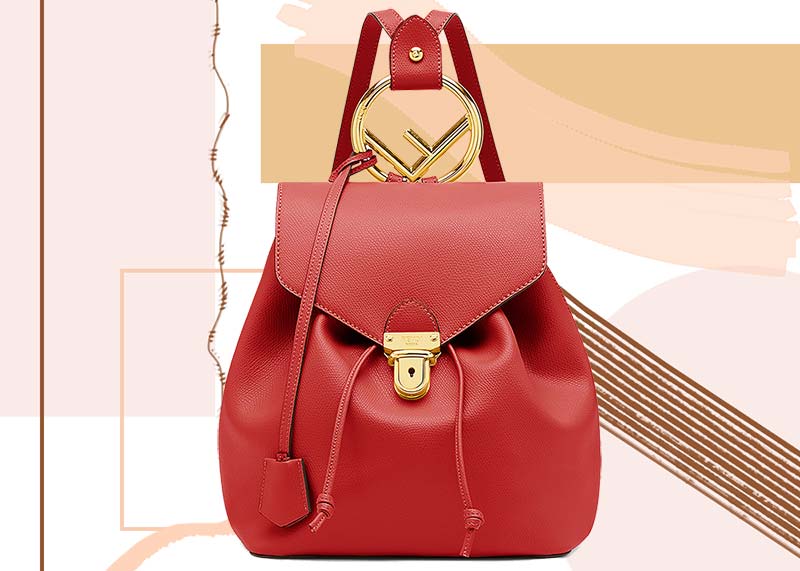Best Designer Backpacks for Women: Fendi Logo Backpack in Red