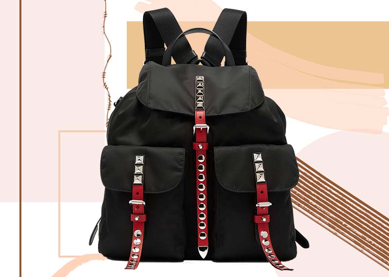 Best Designer Backpacks for Women: Prada Stud-Embellished Nylon Backpack