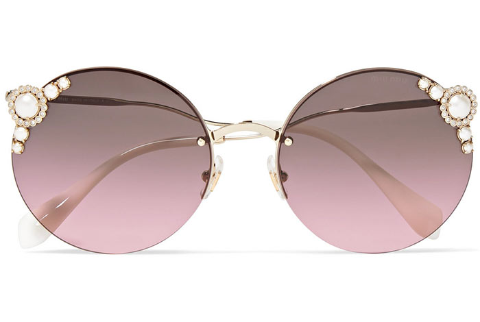 Best Round Sunglasses for Women: Miu Miu Embellished Round Sunglasses