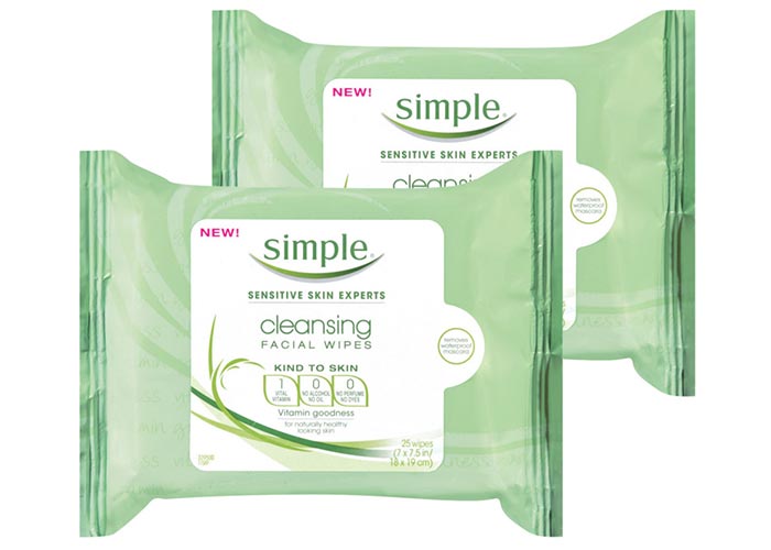 Best Face Wipes & Makeup Wipes: Simple Kind to Skin Cleansing Facial Wipes 2 Pack