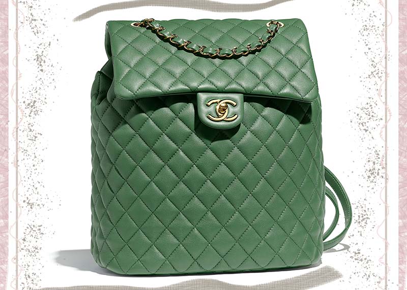 Best Chanel Backpacks: Green Calfskin Flap Chanel Backpack
