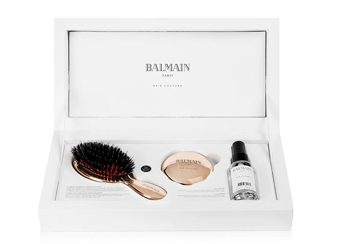 Valentine's Day Beauty Gifts for Her: Balmain Paris Hair Couture Rose Gold-Plated Boar Bristle Brush & Mirror Set