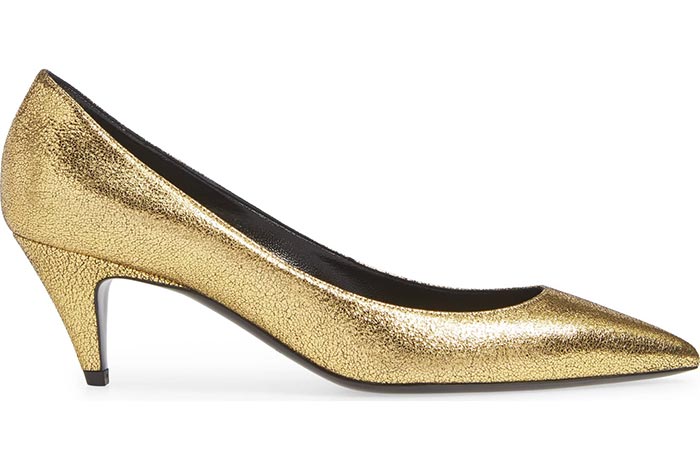 Best Kitten Heels to Buy: Saint Laurent Gold Kitten Heel Shoes