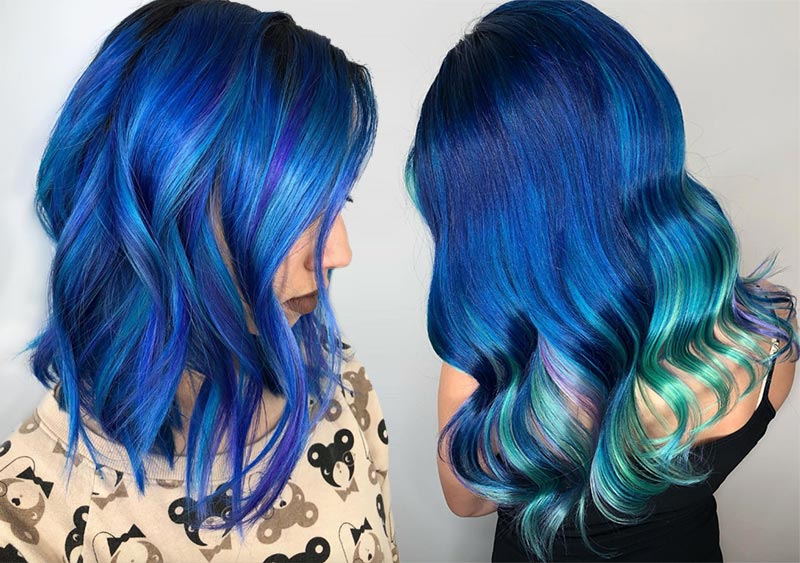 Iridescent Blue Hair Color Shades & Blue Hair Dye Tips