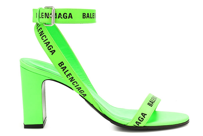 Best Heeled Sandals for Summer: Balenciaga Logo High Heel Sandals
