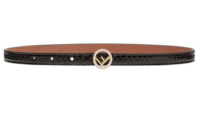 Best Designer Belts for Women: Fendi Skinny Roma Logo Leather Belt