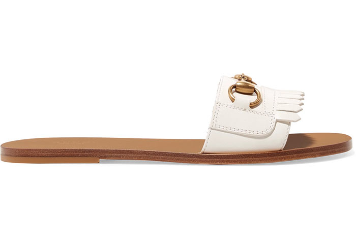 Best White Shoes for Women: Gucci Horsebit White Flat Sandals
