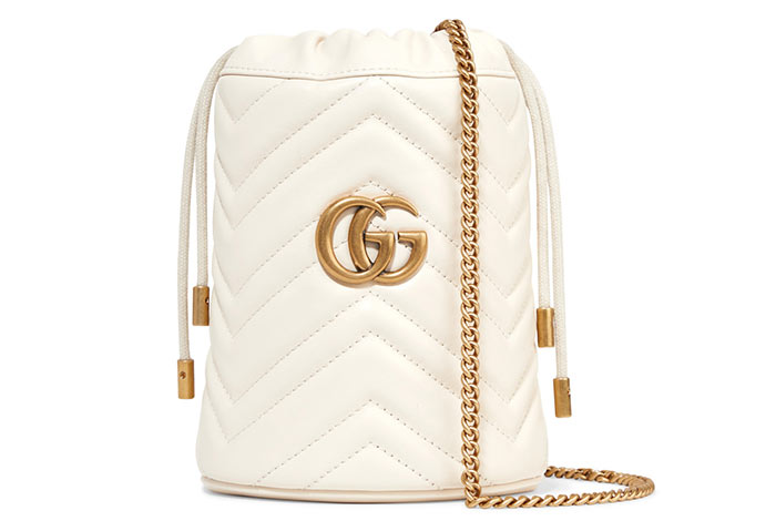 Best Designer White Bags: Gucci GG Marmont White Bucket Bag