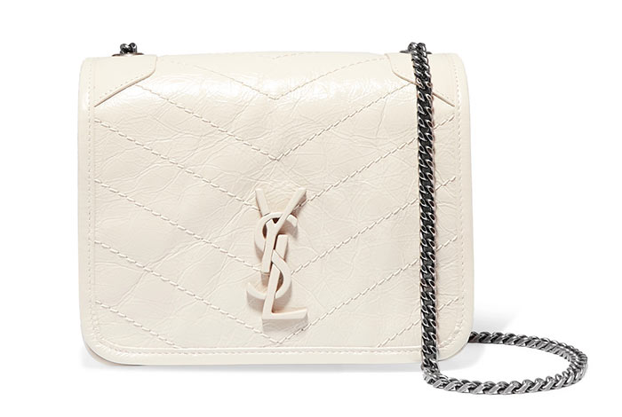 Best Designer White Bags: Saint Laurent Niki Quilted Crinkled Leather White Purse