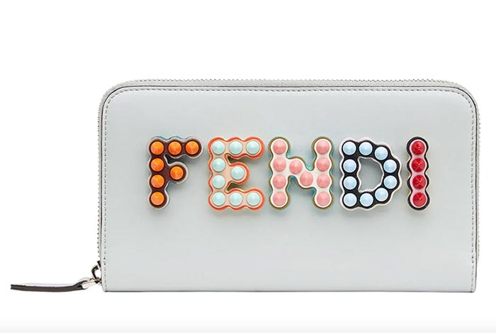 Best Designer Wallets & Coin Purses: Fendi Logo Studded Leather Wallet