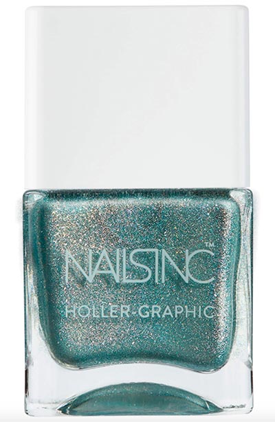 Best Green Nail Polish Colors: Nails Inc. Holler-Graphic Nail Polish in Cosmic Queen