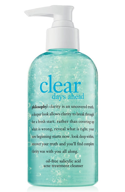 Best Acne Face Wash/ Cleansers for Normal Skin: Philosophy Clear Days Ahead Oil-Free Salicylic Acid Acne Treatment Cleanser