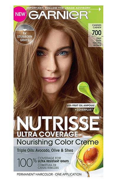 Best Dark Blonde Hair Dye Options: Garnier Nutrisse Ultra Coverage Hair Color in Deep Dark Natural Blonde Candied Cashew 700  