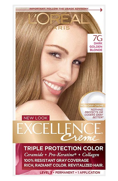 Best Dark Blonde Hair Dye Options: L'Oréal Paris Excellence Créme Permanent Hair Color in 7G Dark Golden Blonde 