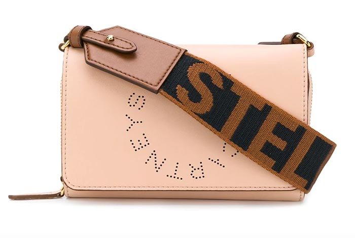 Best Designer Nude Bags: Stella McCartney Logo Strap Nude Handbag