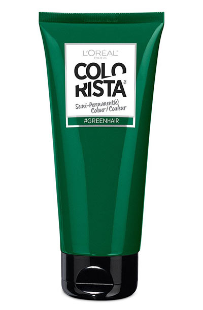 Best Green Hair Dye Kits: L'Oreal Paris Hair Color Colorista Semi-Permanent for Brunette Hair in Green