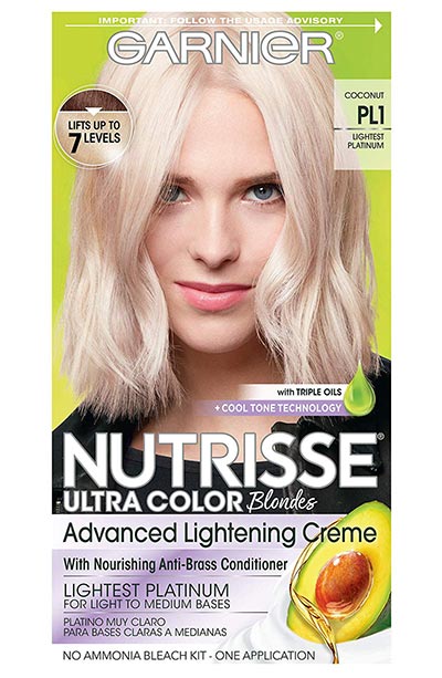 Platinum Blonde Hair Dye Kits: Garnier Nutrisse Permanent Hair Color in Pl1 Ultra Pure Platinum
