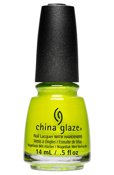 Best Neon Nail Polish Colors: China Glaze Nail Lacquer with Hardeners in Celtic Sun