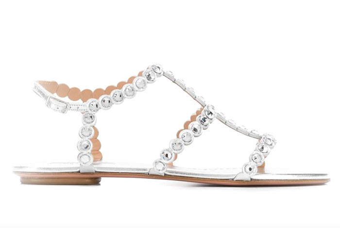 Best Wedding Shoes: Flat Bridal Shoes: Aquazzura Crystal Flat Sandals