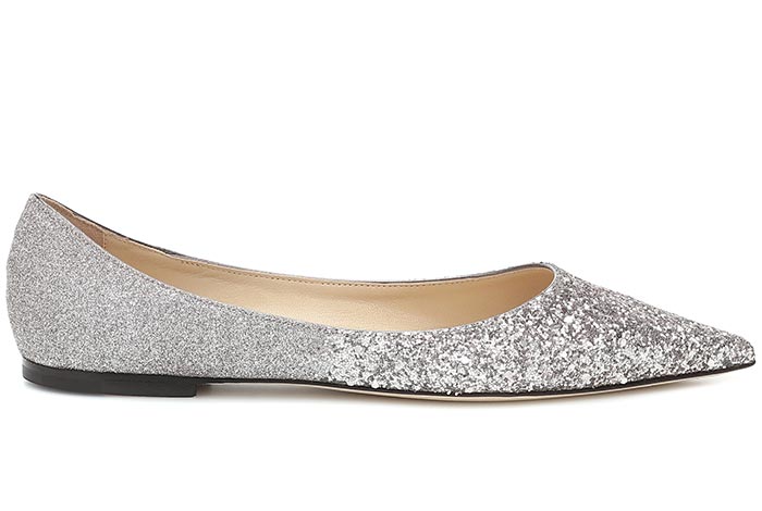 Best Wedding Shoes: Flat Bridal Shoes: Jimmy Choo Love Glitter Ballet Flats