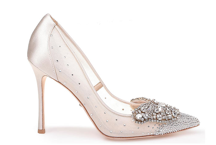 Best Wedding Shoes: Nude Bridal Shoes: Badgley Mischka Quintana Embellished Pumps