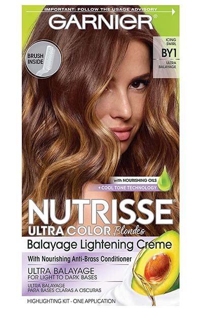 Light Brown Hair Dye Kits: Garnier Nutrisse Balayage Lightening Cream in BY1 Icing Swirl