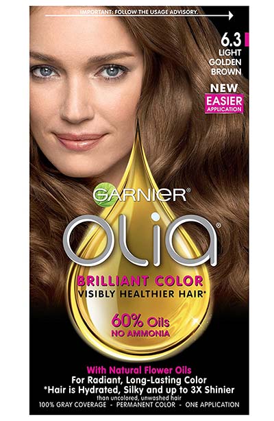 Light Brown Hair Dye Kits: Garnier Olia Ammonia-Free Brilliant Color Oil-Rich Permanent Hair Color in 6.3 Light Golden Brown