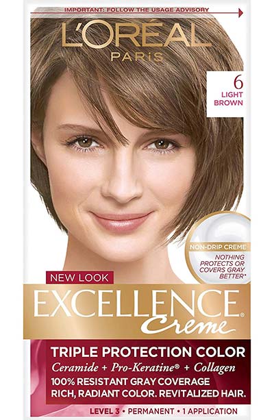 Light Brown Hair Dye Kits: L'Oreal Paris Excellence Creme Permanent Hair Color in 6 Light Brown