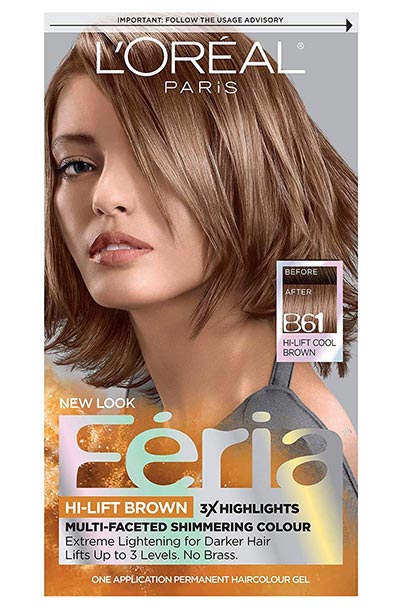 Light Brown Hair Dye Kits: L'Oreal Paris Feria Multi-Faceted Shimmering Permanent Hair Color in B61 Downtown Brown
