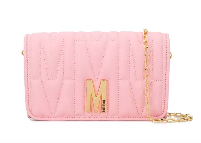 Best Designer Pink Bags: Moschino Monogram Quilted Evening Bag