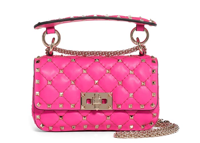 Best Designer Pink Bags: Valentino Garavani Mini Spike It Rockstud Neon Pink Bag