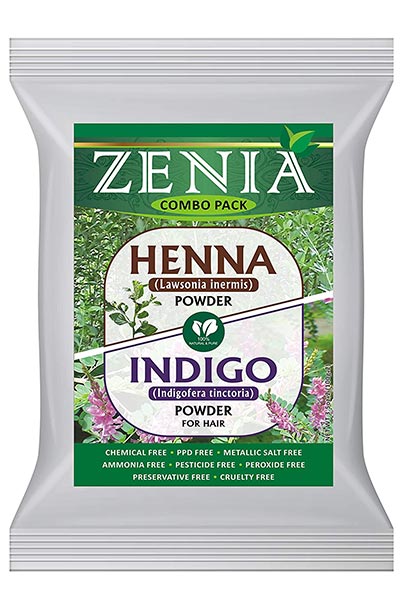 Best Henna Hair Dyes: Zenia 100g Pure Indigo + 100g Henna Powder Hair Color Kit