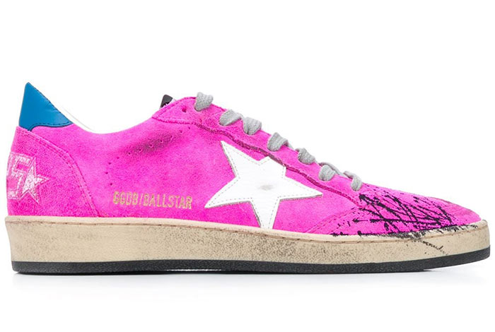 Best Pink Sneakers & Trainers for Women: Golden Goose Ballstar Distressed-Effect Pink Sneakers