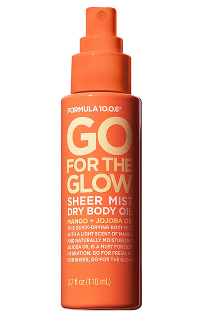 Best Body Mists & Sprays for Women: Formula 10.0.6 Go For The Glow Sheer Mist Dry Body Oil