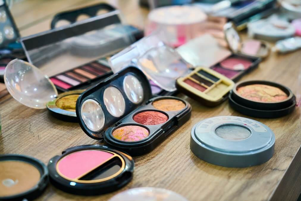 Variety of makeup products on a counter
