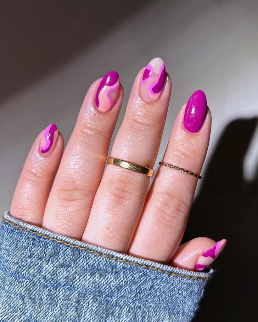 Purple 70s swirls nail polish